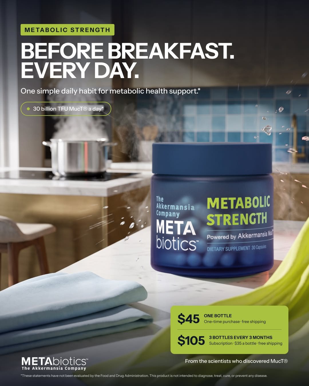 Our ad: Before breakfast. Every day. Metabolic Strength