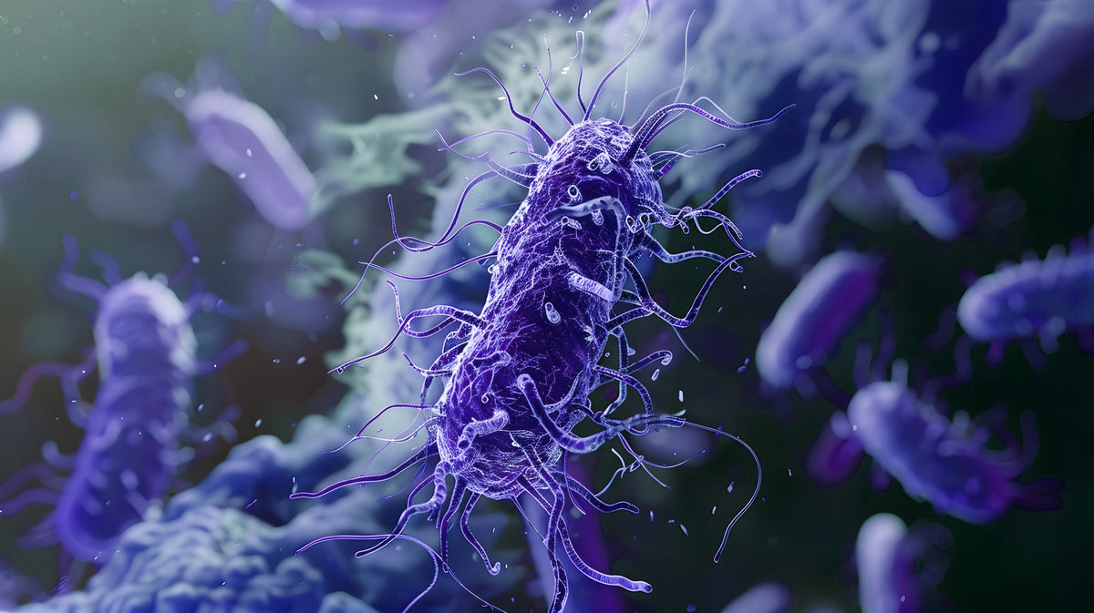 Microscopic rendering of Akkermansia muciniphila in the gut mucus layer