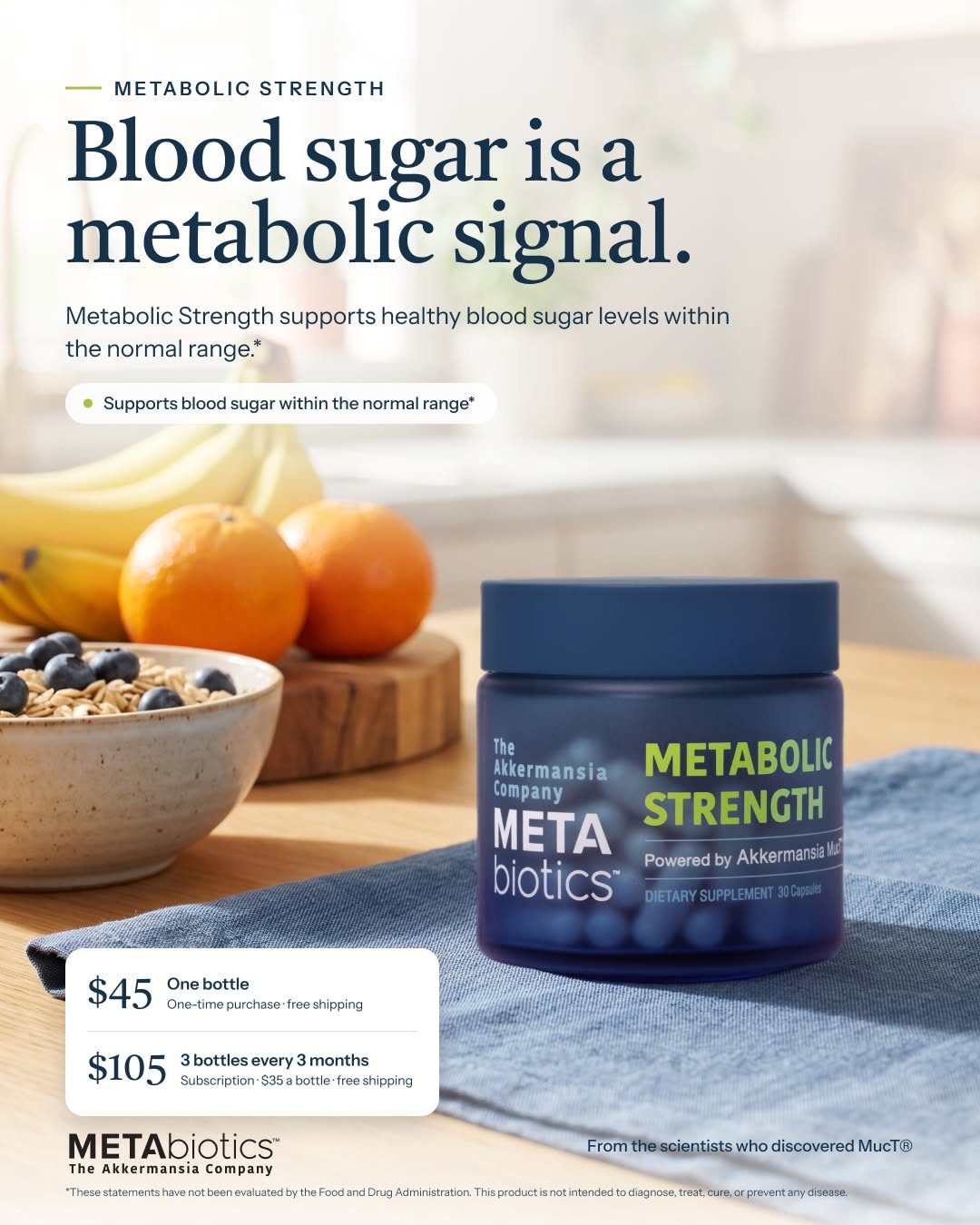 Our ad: Blood sugar is a metabolic signal. Metabolic Strength