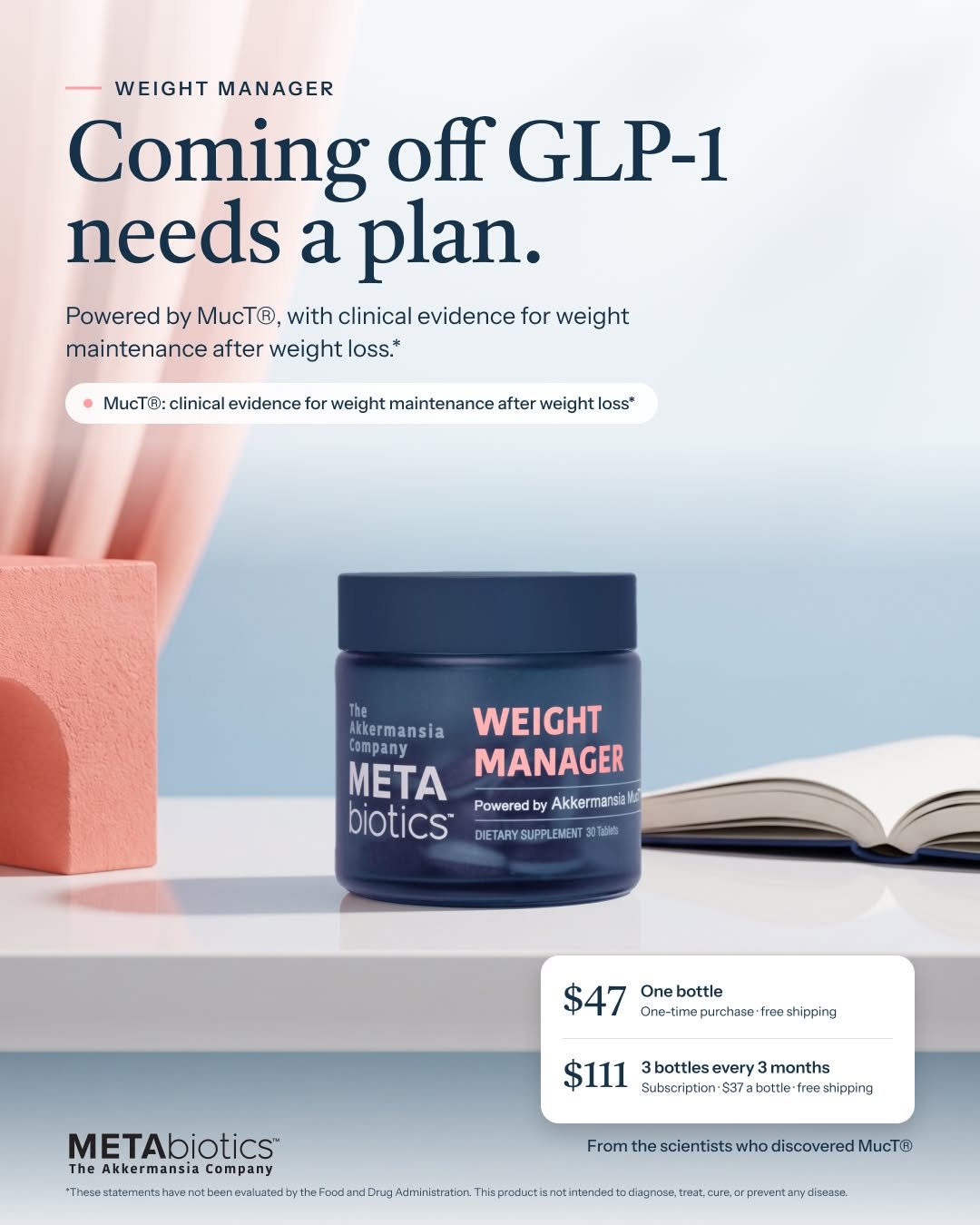Our ad: Coming off GLP-1 needs a plan. Weight Manager